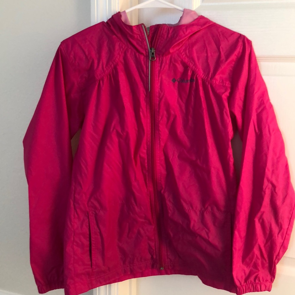 Hot pink Columbia rain jacket